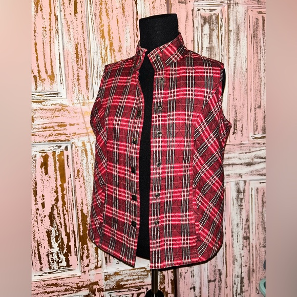 Christopher & Banks Jackets & Blazers - Christopher & Banks Red and Black Checkered Vest
